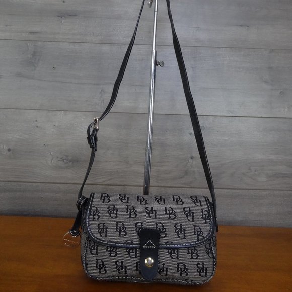 Dooney & Bourke Handbags - Dooney & Bourke Canvas Leather Gray Black Crossbody Shoulder Bag Purse Totev